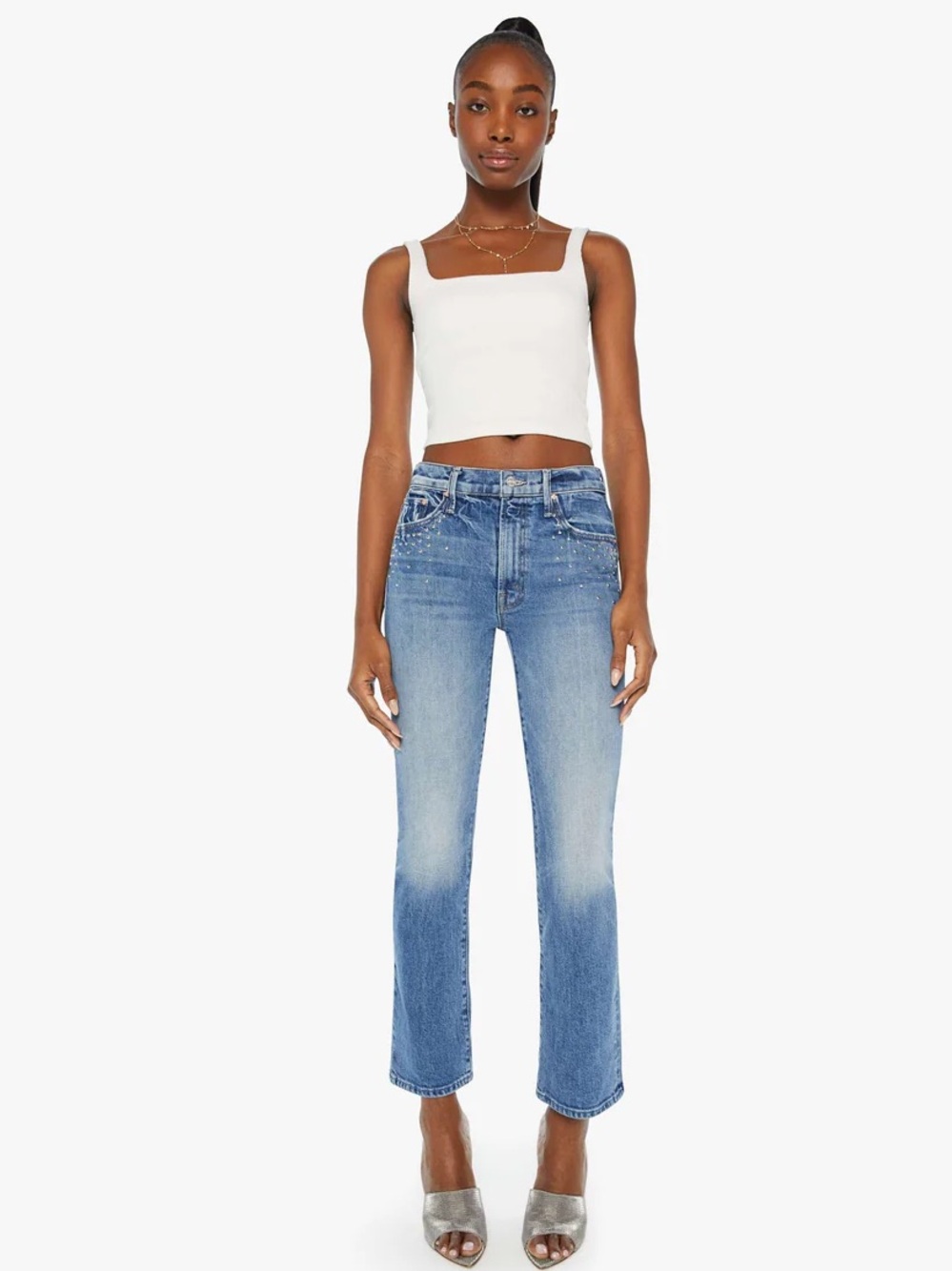 MOTHER Insider Flood Jeans in Metal Magic